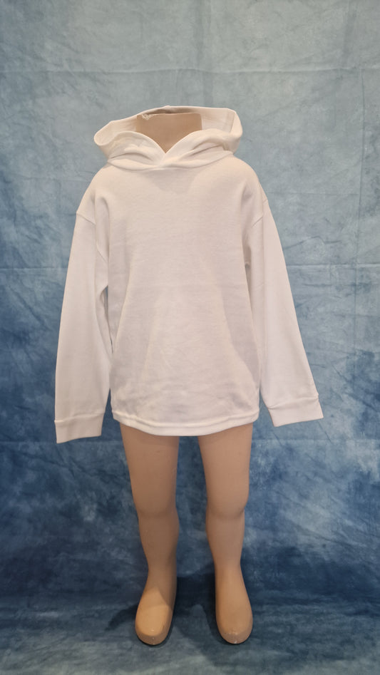 Kids White Cotton Hoodie